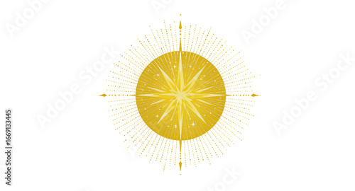 Golden Sunburst Design on White Background