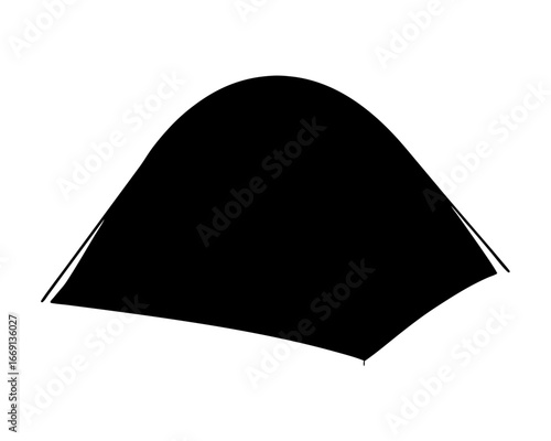 Black silhouette of a tent for camping, outdoor adventures and survival