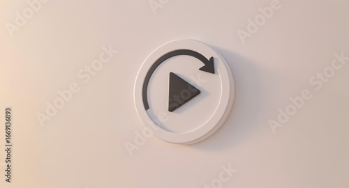 3D Play button with Circular Arrow, Video Icon Concept on Bright Background