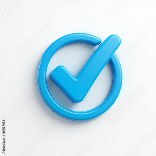 A blue check mark inside a circle, symbol for approval, validation, and positive confirmation.