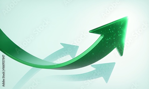 Wallpaper Mural A green upward arrow with other arrows on a light background, symbolizing growth, development, and success Torontodigital.ca