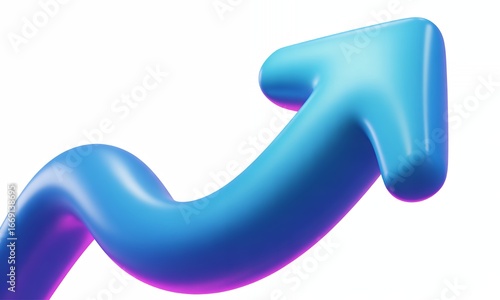 Ascending Arrow Symbol, 3D Rendered, Blue Gradient, Upward Direction, Business Concept, Success, Progress, Growth, Isolated