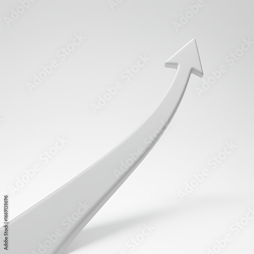 Ascending Arrow on White Background - Growth and Progress Concept