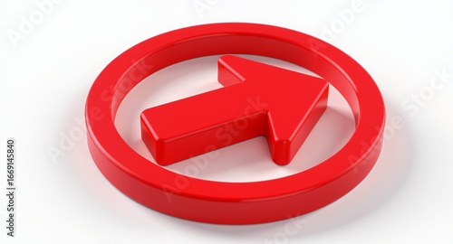 Free Download Red Arrow in Circle, Directional Symbol, 3D Render - GFXLoad