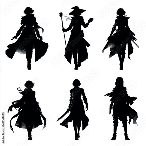 Arcane silhouette set, Black & White silhouette set