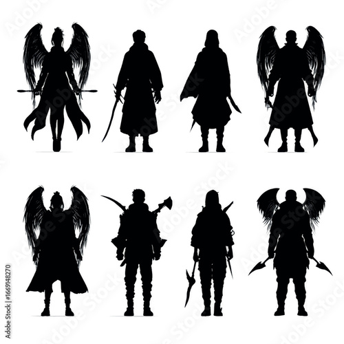 Archangel silhouette set, Black & White silhouette set