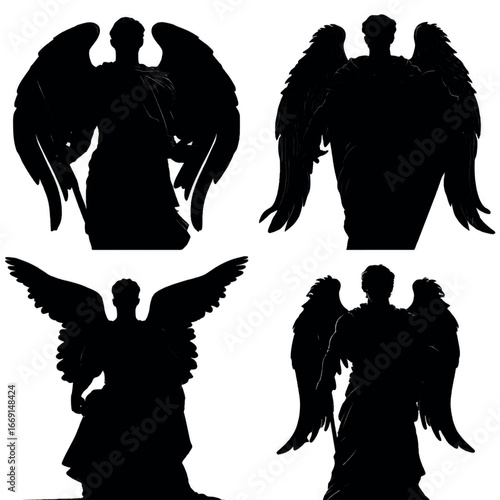 Archangel silhouette set, Black & White silhouette set