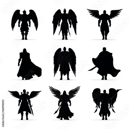 Archangel silhouette set, Black & White silhouette set