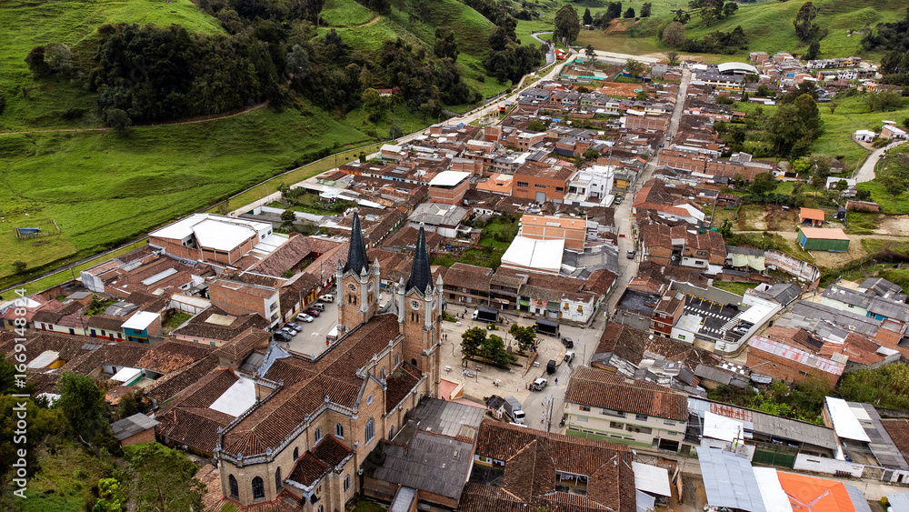 Fototapeta premium Belmira, Antioquia - Colombia. June 16, 2025. The parish was canonically established on August 20, 1814.
