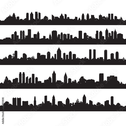 Atlanta skyline silhouette set, Black & White silhouette set