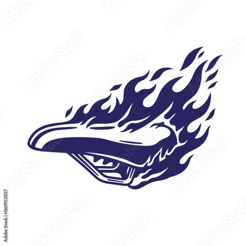 Vector illustration of a bicycle saddle in flames depicting speed and dynamic motion