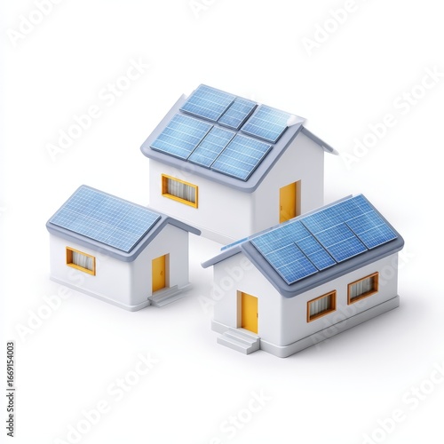 Wallpaper Mural Three houses with solar panels on the roof Torontodigital.ca