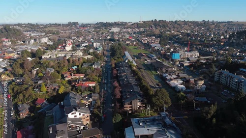 Aerial view of the coast of Llanquihue lake in Puerto Varas