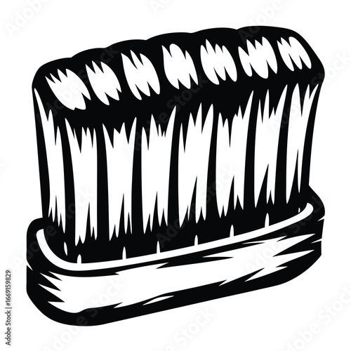 Monochrome illustration of a cleaning brush with thick bristles for hard surfaces
