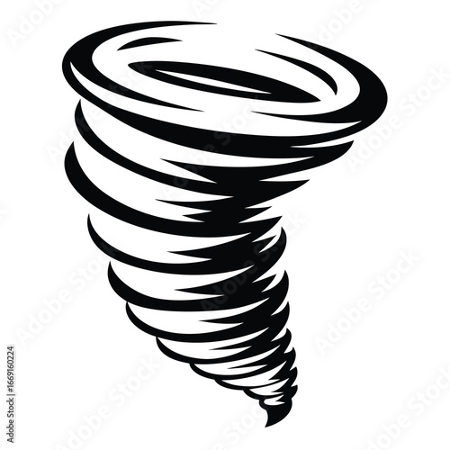 Stylized Tornado Illustration with Dark Graphic Representation of a Powerful Force