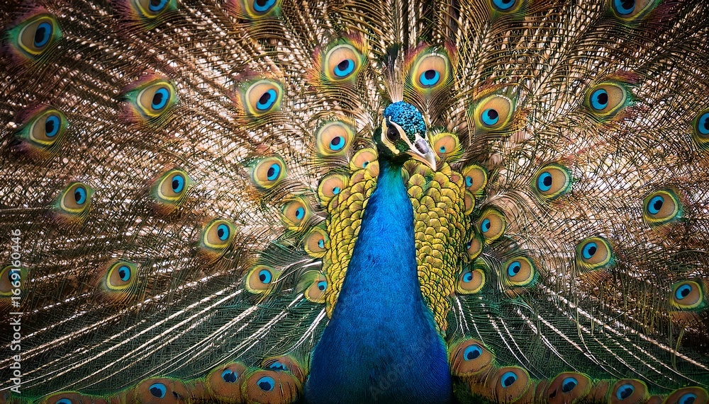 Obraz premium majestic peacock displaying its vibrant plumage