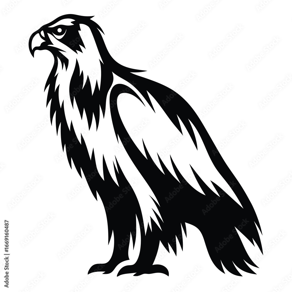 Fototapeta premium Bold Black and White Eagle Illustration with Striking Contrast and Detail