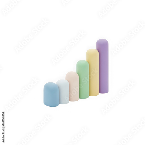Free Download 3d icon of a set of colorful chalk sticks arranged in ascending order of height, isolated on transparent background - GFXLoad
