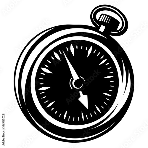 Monochromatic vintage stopwatch with detailed design shows the precise moment in time