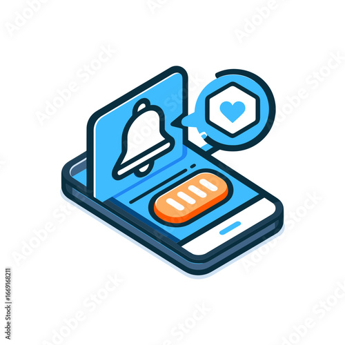 digital pill reminder icon with notification bell