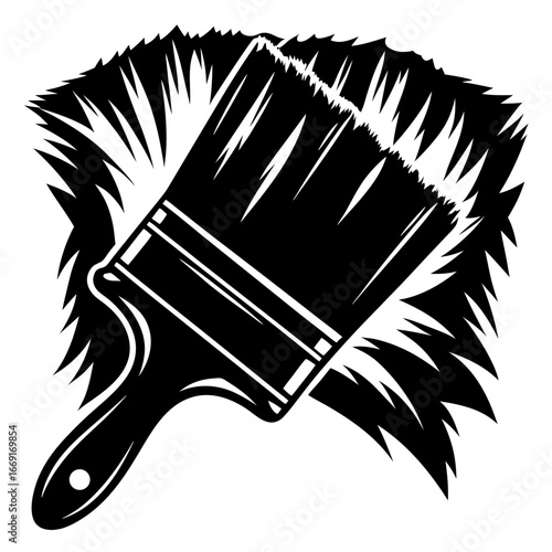 Paintbrush Illustration with Black Bristles Creates a Bold and Dynamic Image