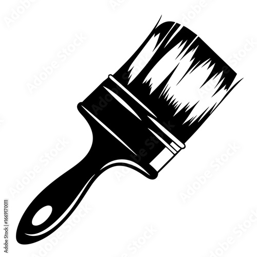 Monochrome Paintbrush with Bold Strokes, Illustrating the Art of Painting