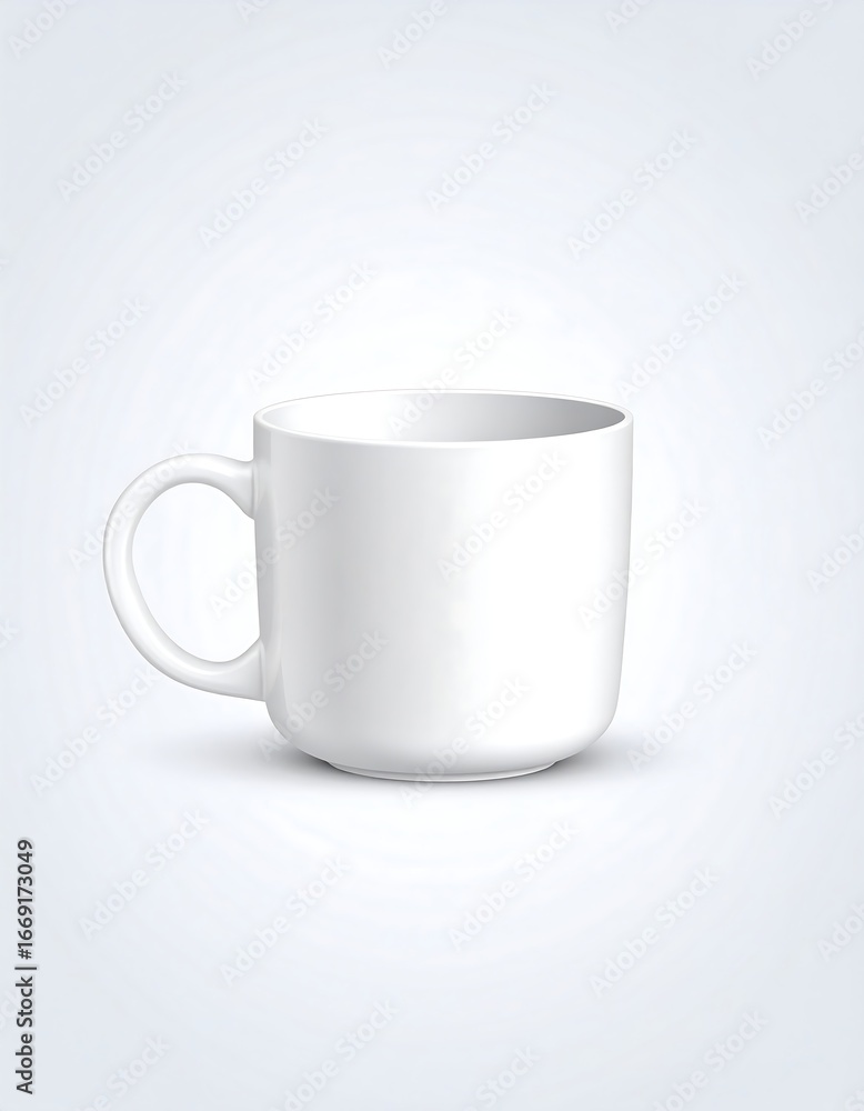 Obraz premium A simple, white ceramic mug on a light background