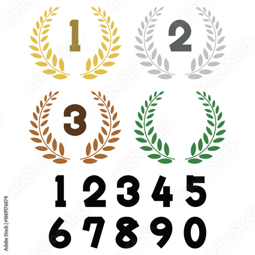 順位がかかれた月桂樹のイラスト