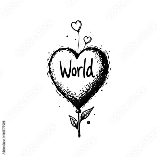 Abstract conceptual illustration conveys a profound message of global compassion love and