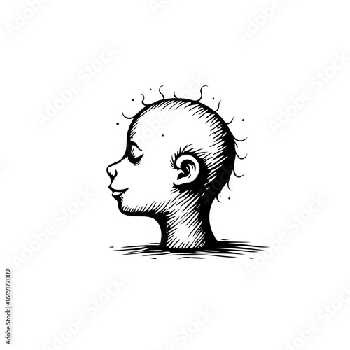 Abstract depiction of a reflective individual's contemplation a sketch conveying introspective