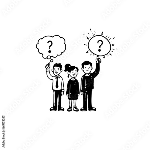 Conceptual illustration depicting teamwork and problem solving featuring characters with