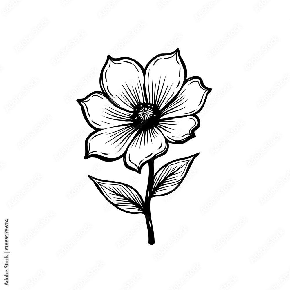 Obraz premium Detailed floral illustration offering timeless botanical beauty with delicate lines and graceful