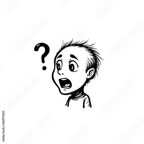 Expressive illustration depicting confusion questioning pondering concept character with emotive