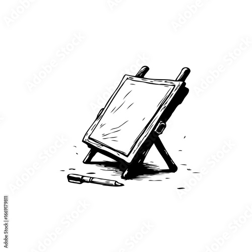 Hand drawn art depicting creative easel setup ready for artistic endeavors and fresh visions