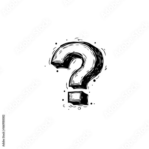 Hand drawn question mark illustration, representing uncertainty, problem solving, searching for