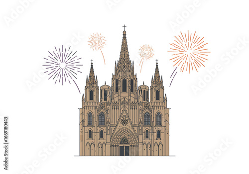 Majestic Cathedral Architectural Illustration.