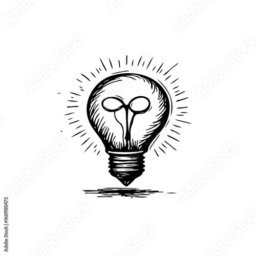 Illuminating thoughts: simple lightbulb sketch conveying bright ideas ingenuity and innovation