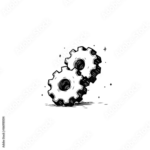 Interlocking gears illustration symbolizing connectivity mechanics innovation synergy system