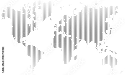 Mosaic World Map Dotted Pixelated Appearance