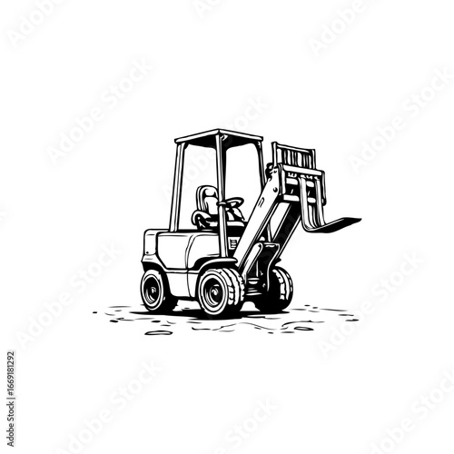 Isolated forklift vector illustration depicting heavy machinery vehicle used for materials