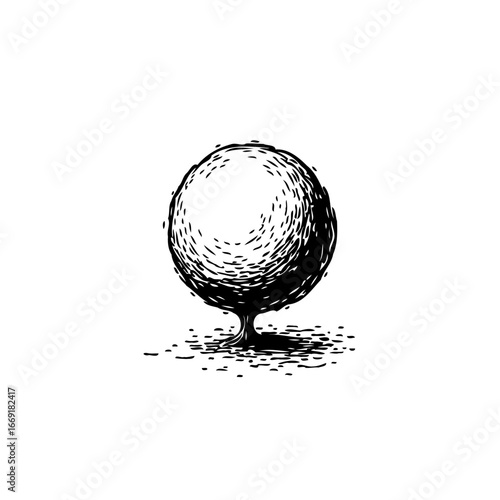 Monochrome sphere tree illustration conveying peacefulness through its detailed line work and