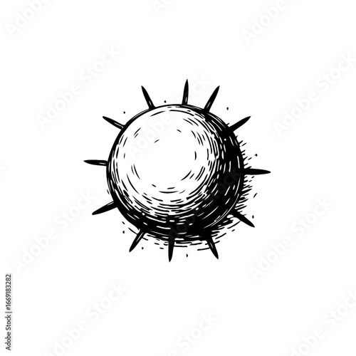 Simple yet captivating abstract rendering showcasing a spiky circular form with shaded depth in