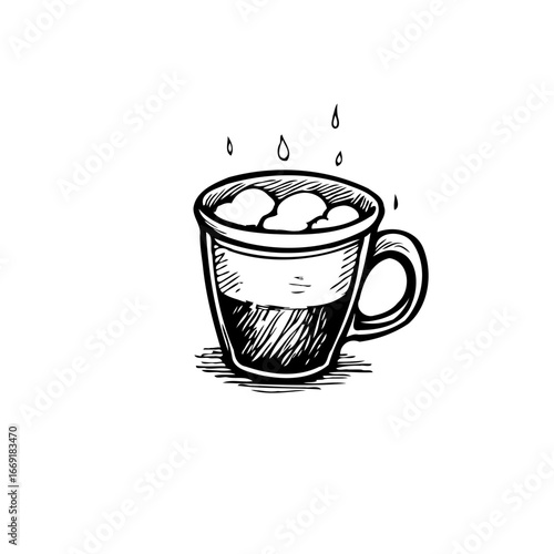 Sketch of a steaming mug with frothy foam a comforting warm drink drawing concept illustration