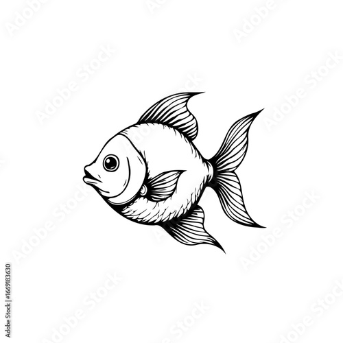Stylized aquatic creature artwork showcases hand drawn illustration single fish species detailed
