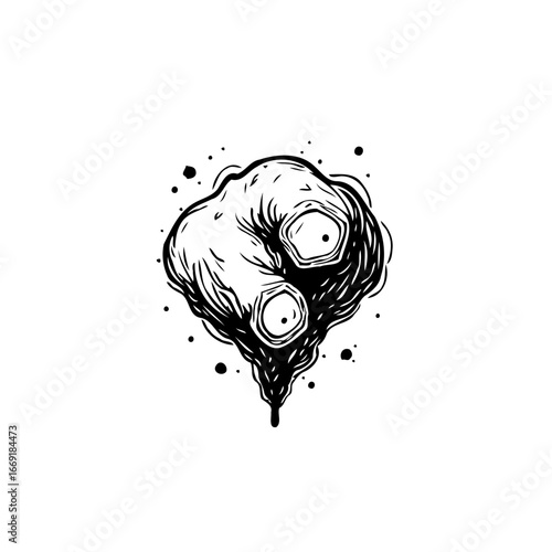 Surreal entity captured with dramatic lines, evocative linework creating a unique aesthetic vision