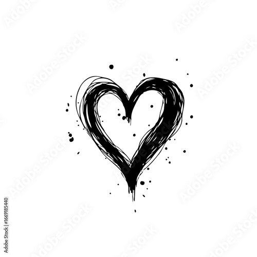 Whimsical expression of affection drawn with spontaneity and unrefined passion, a heartfelt symbol