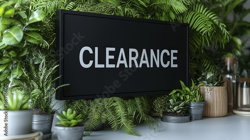 Wallpaper Mural Clearance sign amid vibrant greenery, perfect for retail promotions and sales Torontodigital.ca