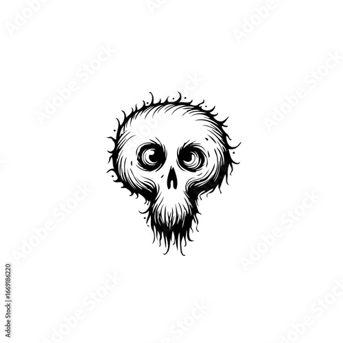 Whimsical skull illustration with playful eyes a unique representation of mortality and whimsical