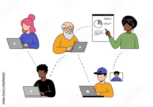 Diverse Team Collaboration on Project.