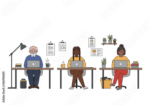 Focused Business Team Collaboration in Modern Office.